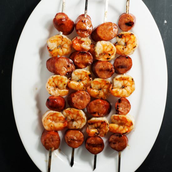 Andouille and shrimp skewers