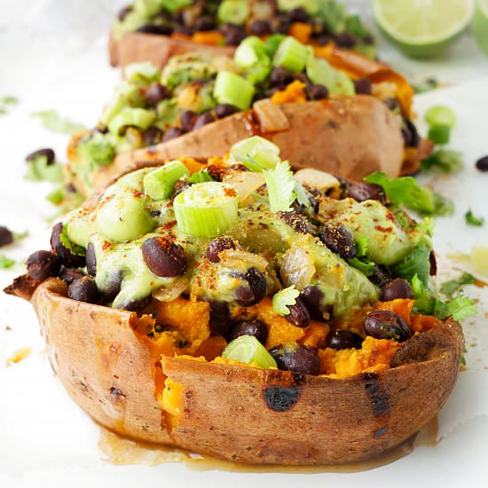 BLACK BEAN STUFFED SWEET POTATOES