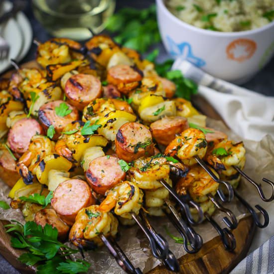 Shrimp and Sausage Skewers