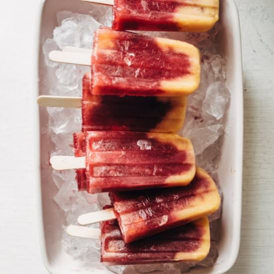 Peach, Hibiscus & Basil Popsicles