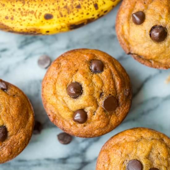 Chocolate Chip Paleo Banana Muffins