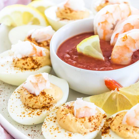 Shrimp Cocktail Deviled Eggs