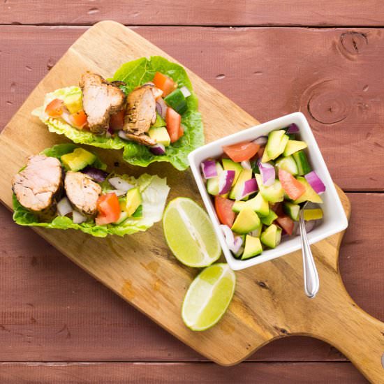 Pork Lettuce Cups & Avocado Salsa