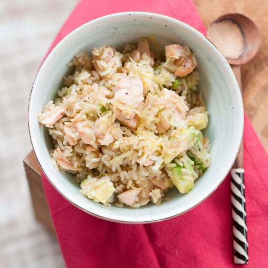 rice with salmon and avocado