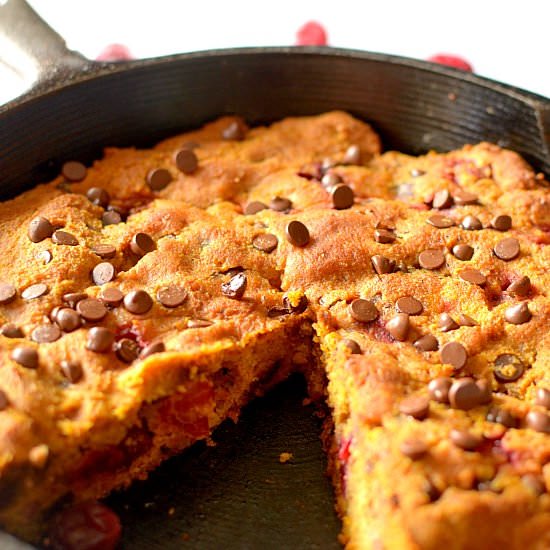 Pumpkin Cranberry Skillet Cake