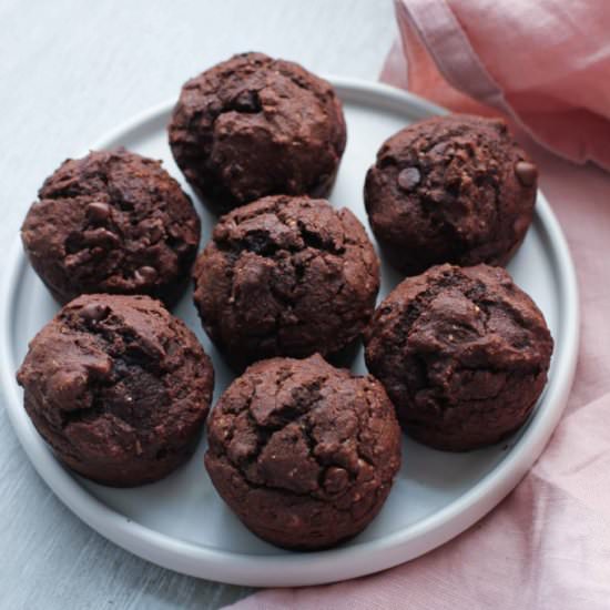 Vegan Chocolate Avocado Muffins
