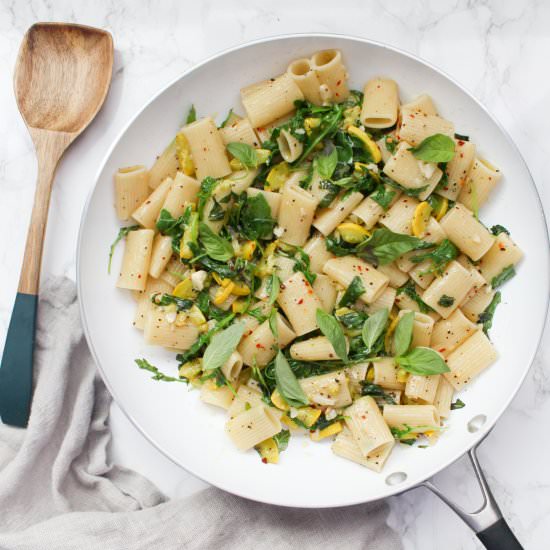 Vegan Summer Squash Rigatoni