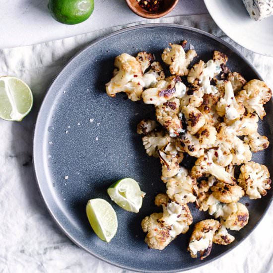 Gorgonzola-Lime Roasted Cauliflower
