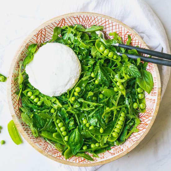 Snap Pea Salad with Burrata