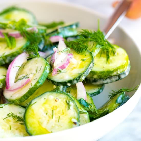 Creamy Tzatziki Cucumber Salad