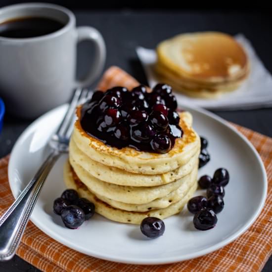 Pancakes with Blueberry Sauce