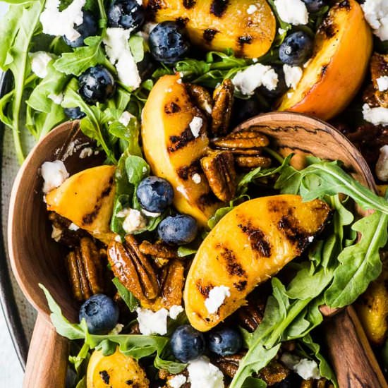 Grilled Peach Salad with Arugula