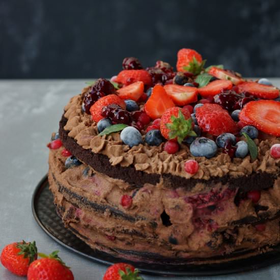 Chocolate Layer Cake with Berries