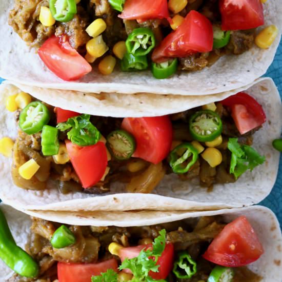 Vegan Eggplant Carnitas Tacos