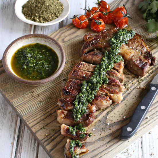 Za’atar Crusted Steak w/ Chimichurri