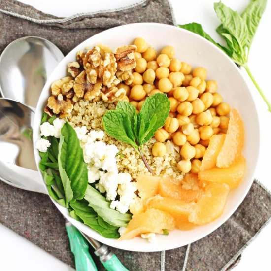 Grapefruit quinoa salad with herbs