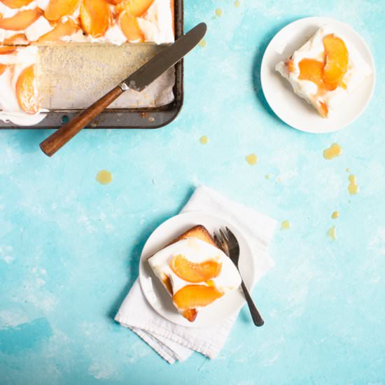Peaches and Cream Sheet Cake