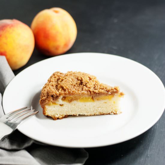 Peach streusel coffee cake