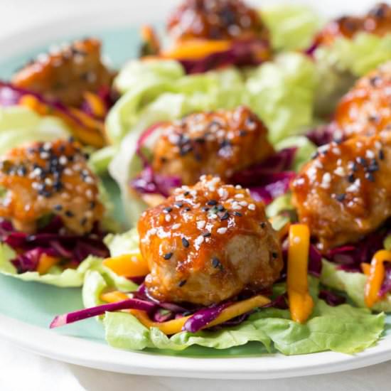 Asian Chicken Meatball Lettuce Wrap