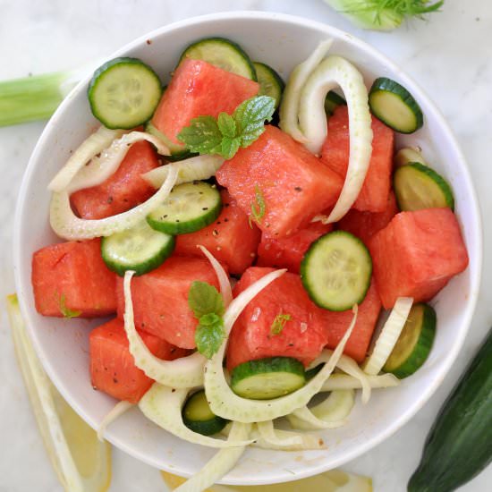 Watermelon, Cucumber, Fennel Salad