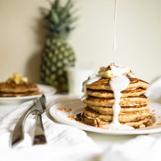 Tropical carrot cake pancakes