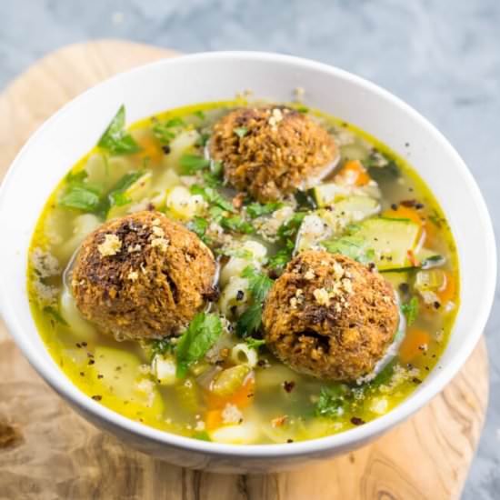 Summer Minestrone with Lentil Balls