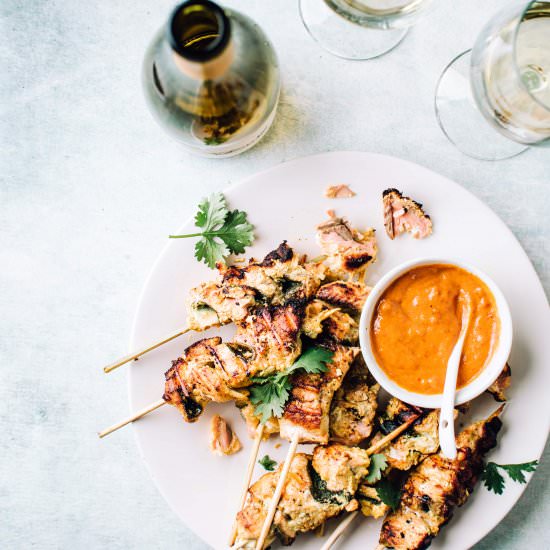 Grilled Coconut Salmon Skewers