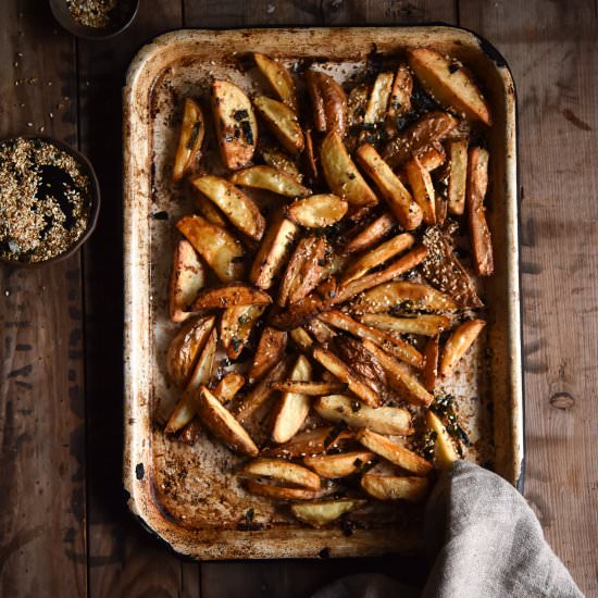 Vegan furikake oven fries