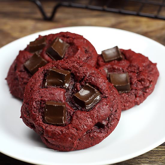Red Velvet Chocolate Chunk Cookies