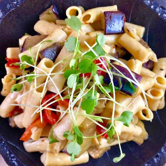 Rosemary Eggplant Chickpea Pasta