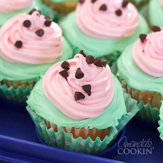 Watermelon Poke Cupcakes
