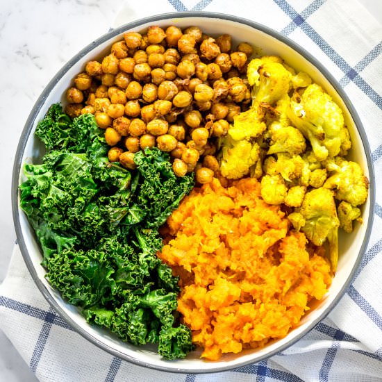 Vegan Spiced Chickpea + Veggie Bowl