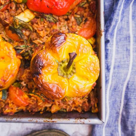 Zucchini Spinach Stuffed Peppers