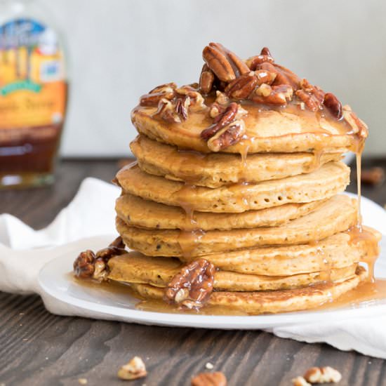 Pumpkin Quinoa Pancakes + Praline