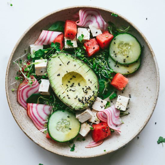 Tofu avocado salad