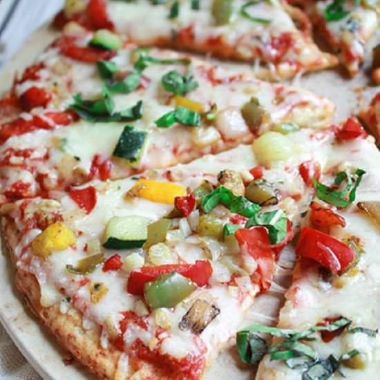 Roasted Veggie Cauliflower Pizza