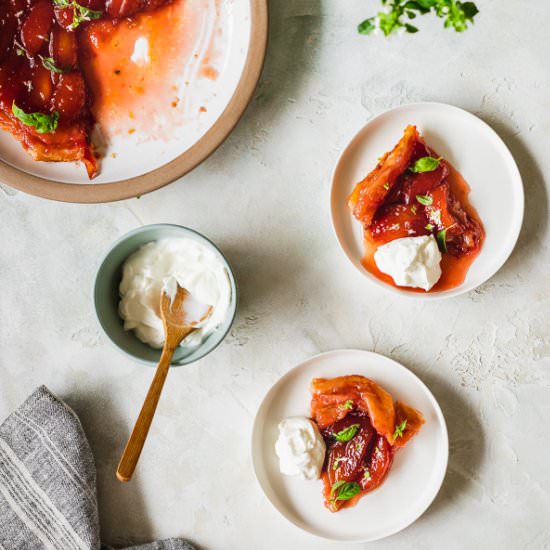Plum & Basil Tarte Tatin