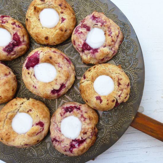 Raspberry Spelt Thumbprint Cookies