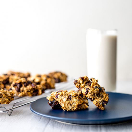 Oaty chocolate cranberry cookies