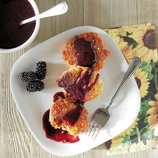 Corn Fritters with Blackberry Sauce