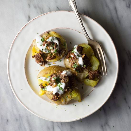 Taco-Stuffed Smashed Potatoes