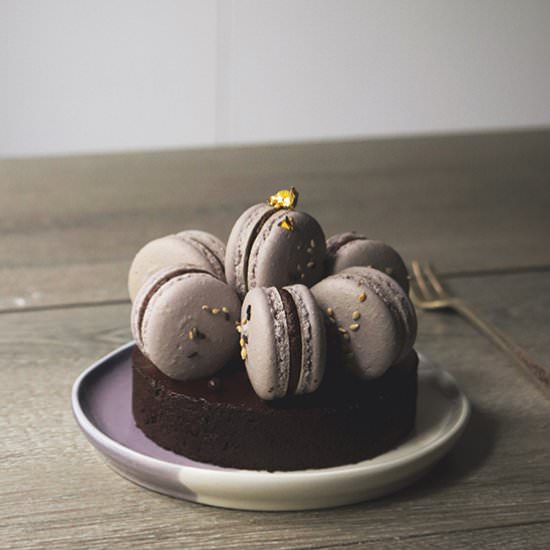 tahini chocolate macaron tart