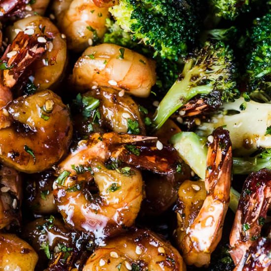 Sticky Sesame Honey Shrimp