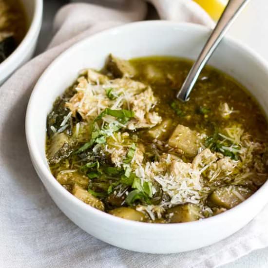 Pesto Chicken Orzo Soup