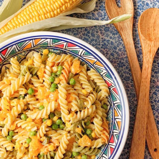 Corn, Peas & Tangerine Pasta Salad