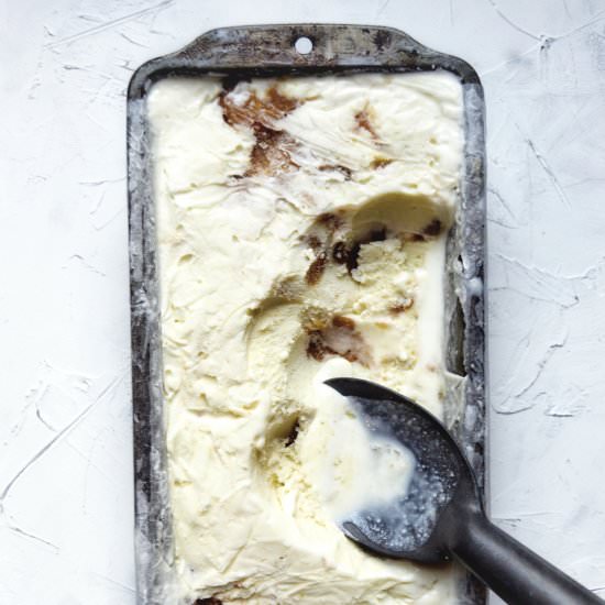 Caramelized Peach Ricotta Ice Cream