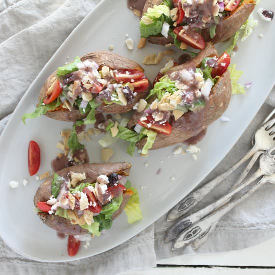 Greek Salad Stuffed Sweet Potatoes