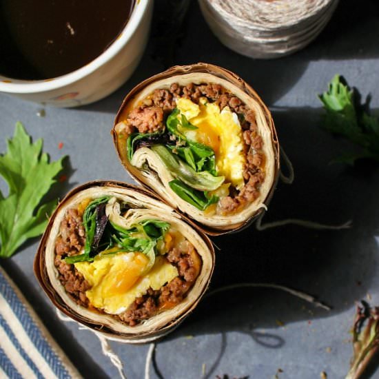 Breakfast Eggs & Beef Wrap