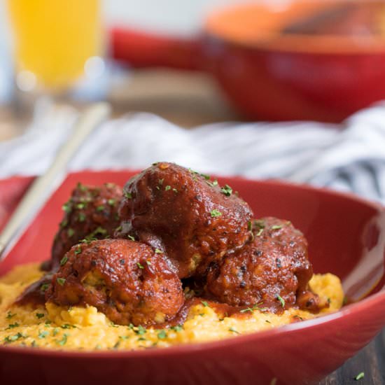 Vegan ‘Meatballs’ + Polenta