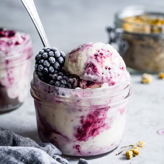 Chamomile blackberry ice cream